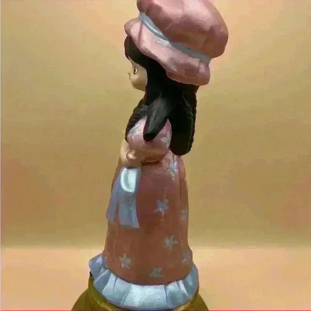 Vintage Handmade 70s Prairie Doll Pink Bonnet Girl Porcelain Table Lamp 16” Tall - Picture 10 of 10